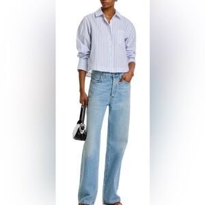 Estrella Striped Cropped Poplin Shirt - Derek Lam 10 Crosby